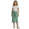 thumbnail image 4 of ZACPNCV Girls Capri Uniform Pants Kids Elastic Waist School Dress Cropped Pants High Stretchy Casual Pants with Pockets Green 6-7 Years, 4 of 9