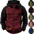 thumbnail image 3 of Hpapadks Mens Hoodies Tactical Outdoor Zip Up Hooded Jacket with Pocket Color Block Raglan Sleeve Hoodies Pullover Men's Sweatshirts, 3 of 3