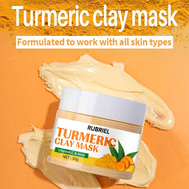 Fiudx Mascara de Cúrcuma, Acético Facial Radiante, Mascarilla Limpiadora de Arcilla Suave, Suero Reparador de Líneas de Expresión, Solución Antipigmentación, Cuidado para Todo Tipo de Piel, 50 G de P