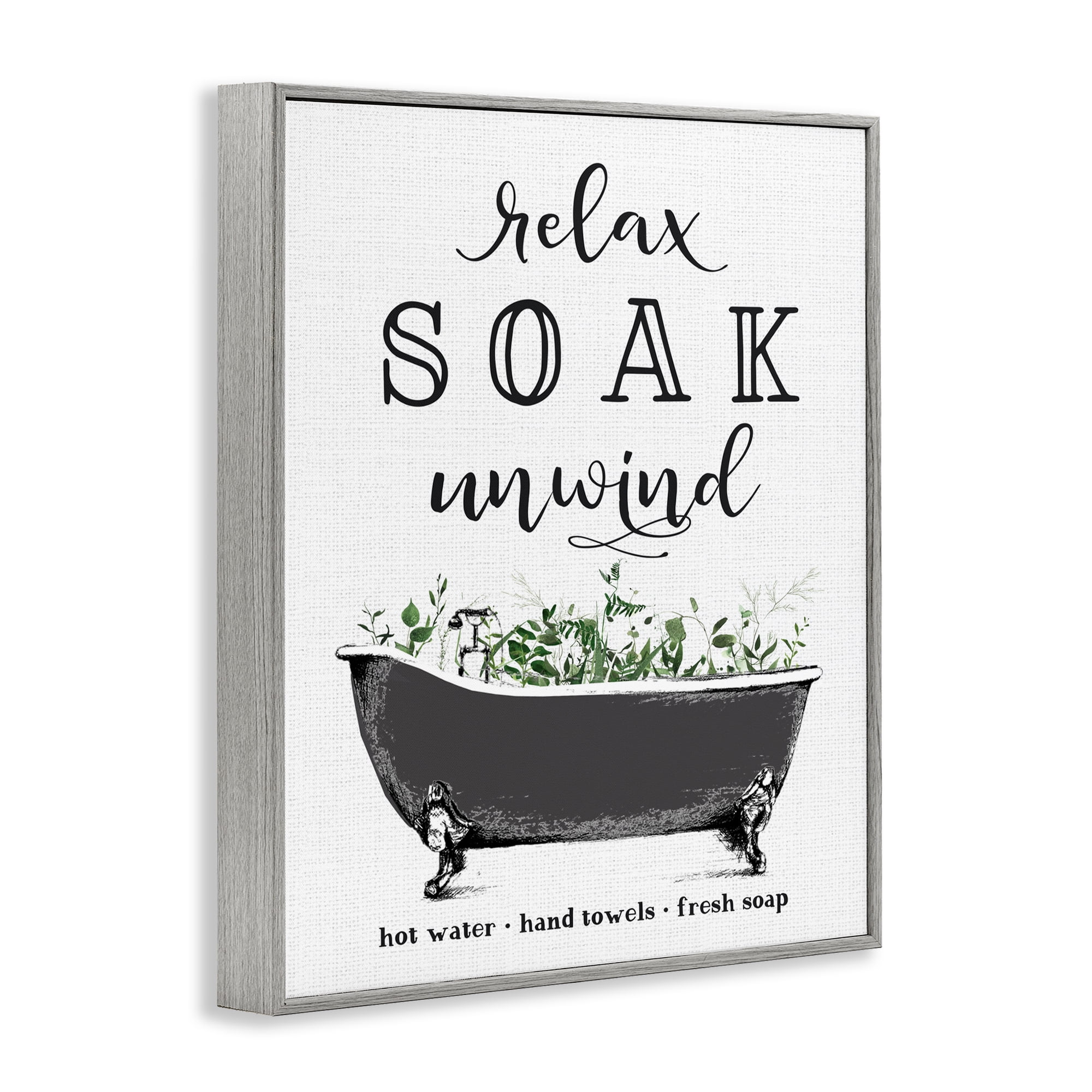 Vintage Bathing Reminders Gray Framed Giclee Art, design by Lettered and Lined