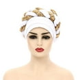 thumbnail image 3 of Clearance! Fdelink Turban Hat Winter Hats Fashion Women Beading Braid Hat Muslim Ruffle Cancer Beanie Wrap Cap Sleep Caps Satin Lined Hair Bonnets White, 3 of 4