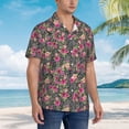 thumbnail image 2 of KLL Men's Hawaiian Shirt Short Sleeve Button Down Beach Shirts-Rose Mix Leopard, 2 of 5