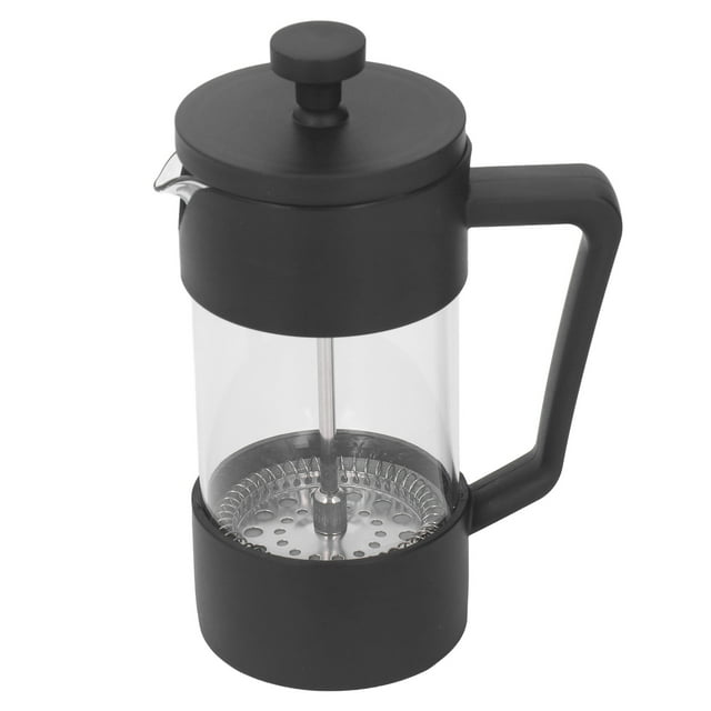 Cafetera de prensa francesa, tetera con filtro de malla 120 para preparar té, leche hirviendo, color negro, 600ml
