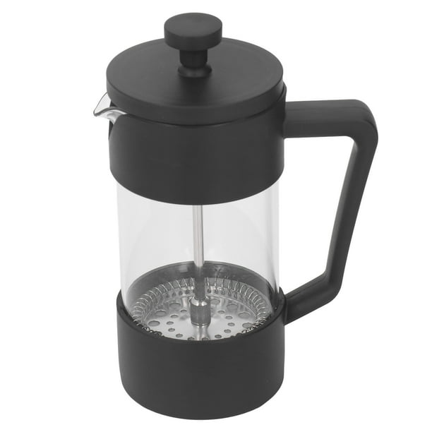 Cafetera de prensa francesa, tetera con filtro de malla 120 para preparar té, leche hirviendo, color negro, 600ml