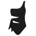 thumbnail image 5 of Mycoco Bathing Suit for Women Tummy Control One Piece Swimsuit One Shoulder Swimwear Monokinis Black US 8, 5 of 7