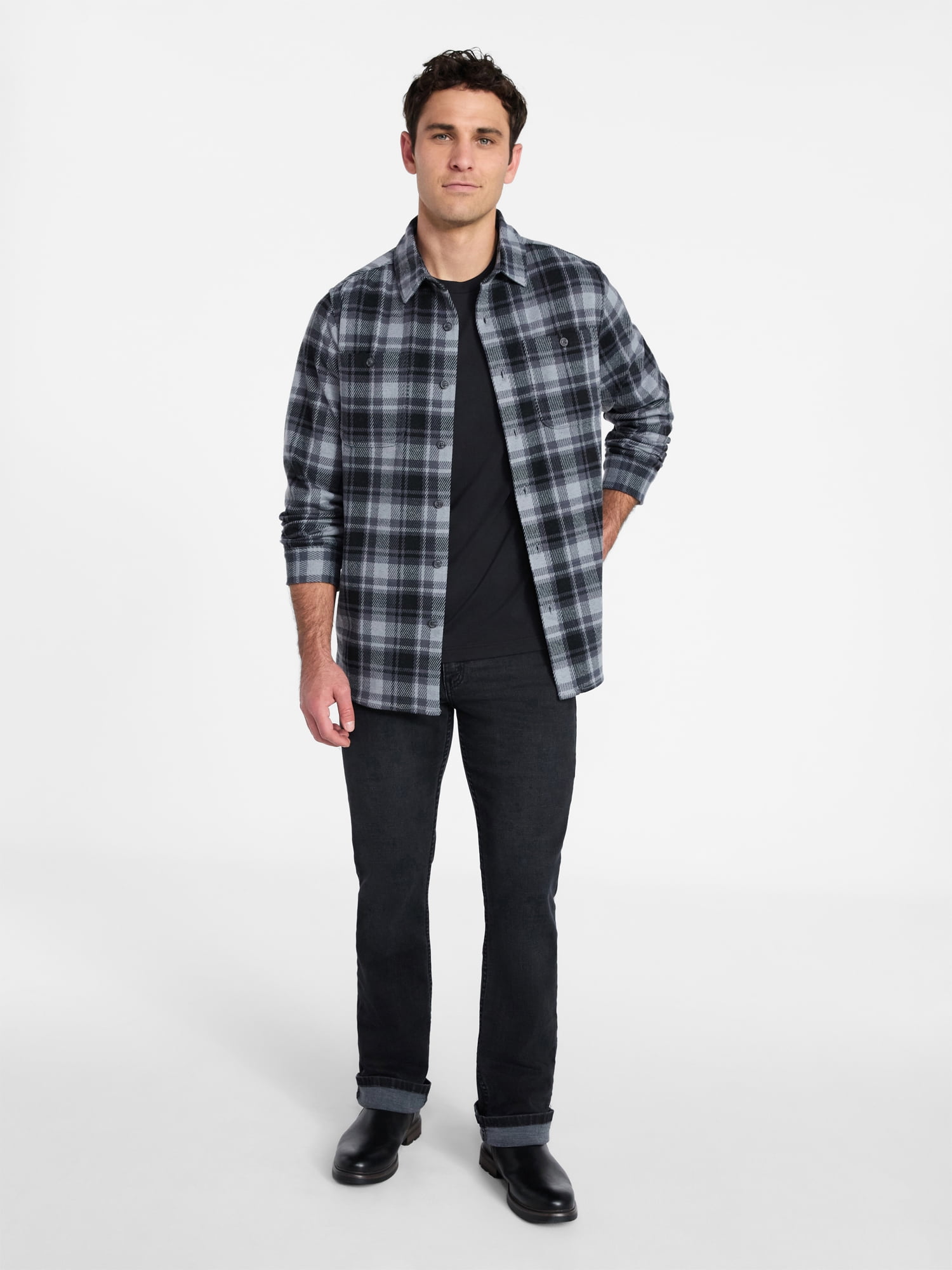 George Men's & Big Men's Knit Overshirt with Long Sleeves, Sizes S-3XL