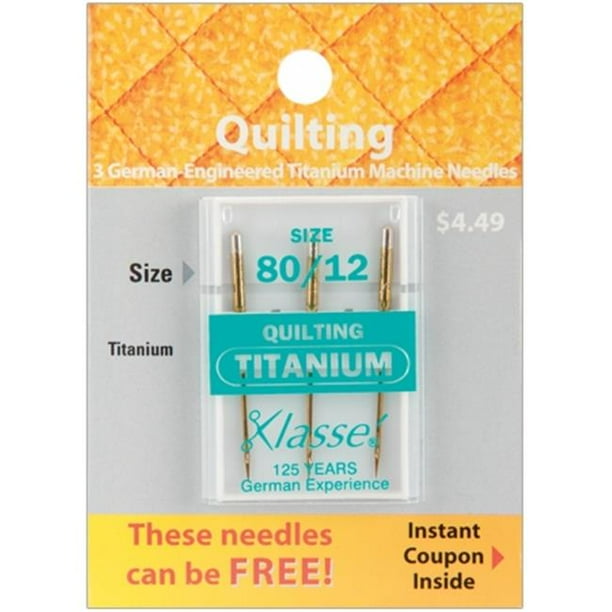 Klasse Titanium Quilting Machine Needles, 80/12, 3/Pkg