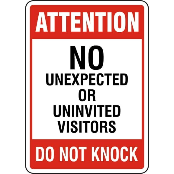 Size: 12x8 Inches Metal Sign Warning Tin Sign Attention/No Unexpected Or Uninvited Visitors/Do Not Knock Signs For Home Coffee Bar Wall Decor