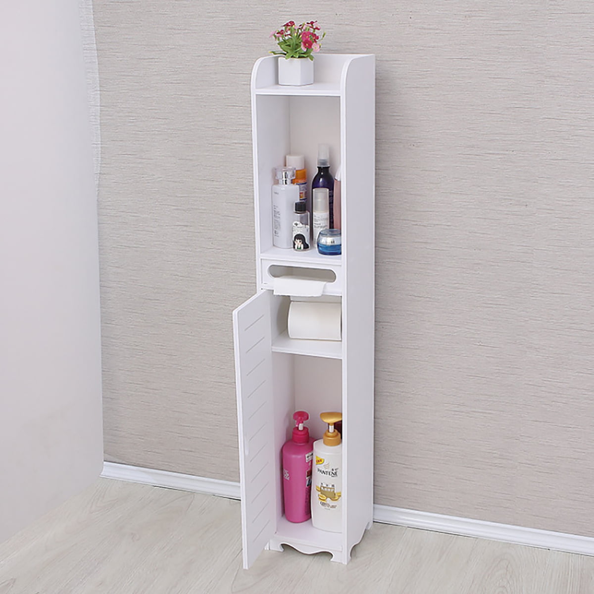 Small Bathroom Cabinet, Towel Storage Shelf for Paper Holder, Standing  Storage for Corner Shower Shelf with Door and Drawer, Waterproof for  Bathroom Storage,11.8 Lx11.8 Wx47.2 H White 