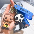 thumbnail image 4 of Llaveros de silicona de personajes de películas de terror para fanáticos, Chucky, Jason, llaveros colgantes 3D para llaves de coche, mochila, regalos de Halloween, 4 of 5