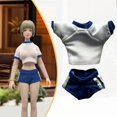 thumbnail image 1 of Conjunto de ropa para figuras de acción 1/12: top corto y pantalones cortos. Conjunto de ropa deportiva de moda para muñecas. Camisa de corta Azul, 1 of 8