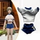 thumbnail image 1 of Conjunto de ropa para figuras de acción 1/12: top corto y pantalones cortos. Conjunto de ropa deportiva de moda para muñecas. Camisa de corta Azul, 1 of 8