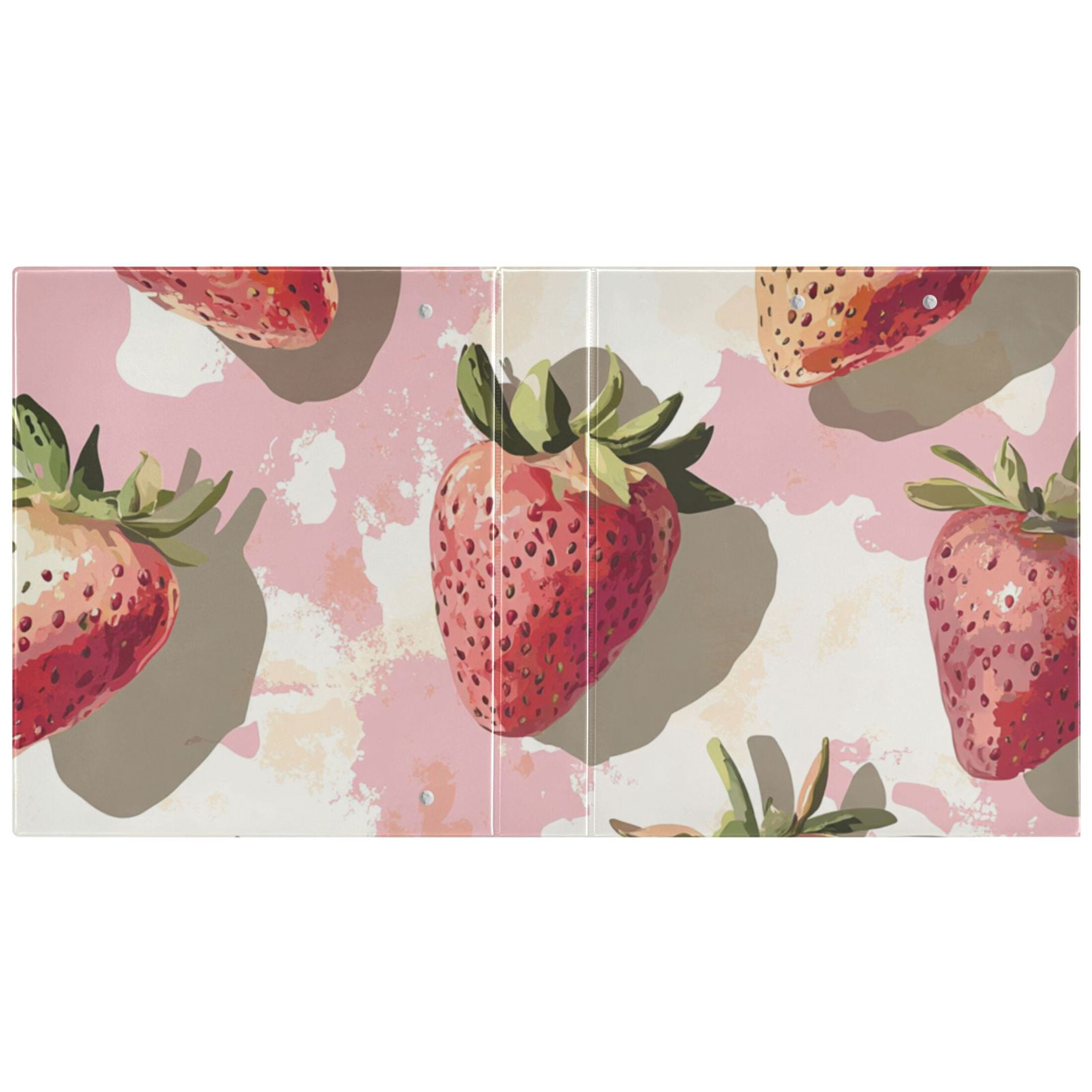 Print Strawberrys 3 Ring Binders 1.5 inch Hardcover File Folders with Interior Pockets A4 Size Organizer for School Office Hospital