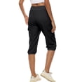 thumbnail image 4 of Haite Ladies With Pockets Solid Color Cargo Pants Lounge Drawstring Trousers Beach Elastic Waisted Beam Foot Capri Pant, 4 of 4