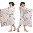thumbnail image 4 of Pink Princess Unicorn Pattern Hooded Bath Towel，50"x30" for Ages 3 To 12 Kids, Quick Dry Lightweight Soft Microfiber Hood Beach Towel Cover Up for Kids, 4 of 7