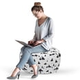 thumbnail image 2 of Sketch Pouf Cover with Zipper, Stars and Spots into the Night Trees and Cliffs Nature in Ink Simple Art, Soft Decorative Fabric Unstuffed Case, 30" W X 17.3" L, Charcoal Grey White, by Ambesonne, 2 of 5