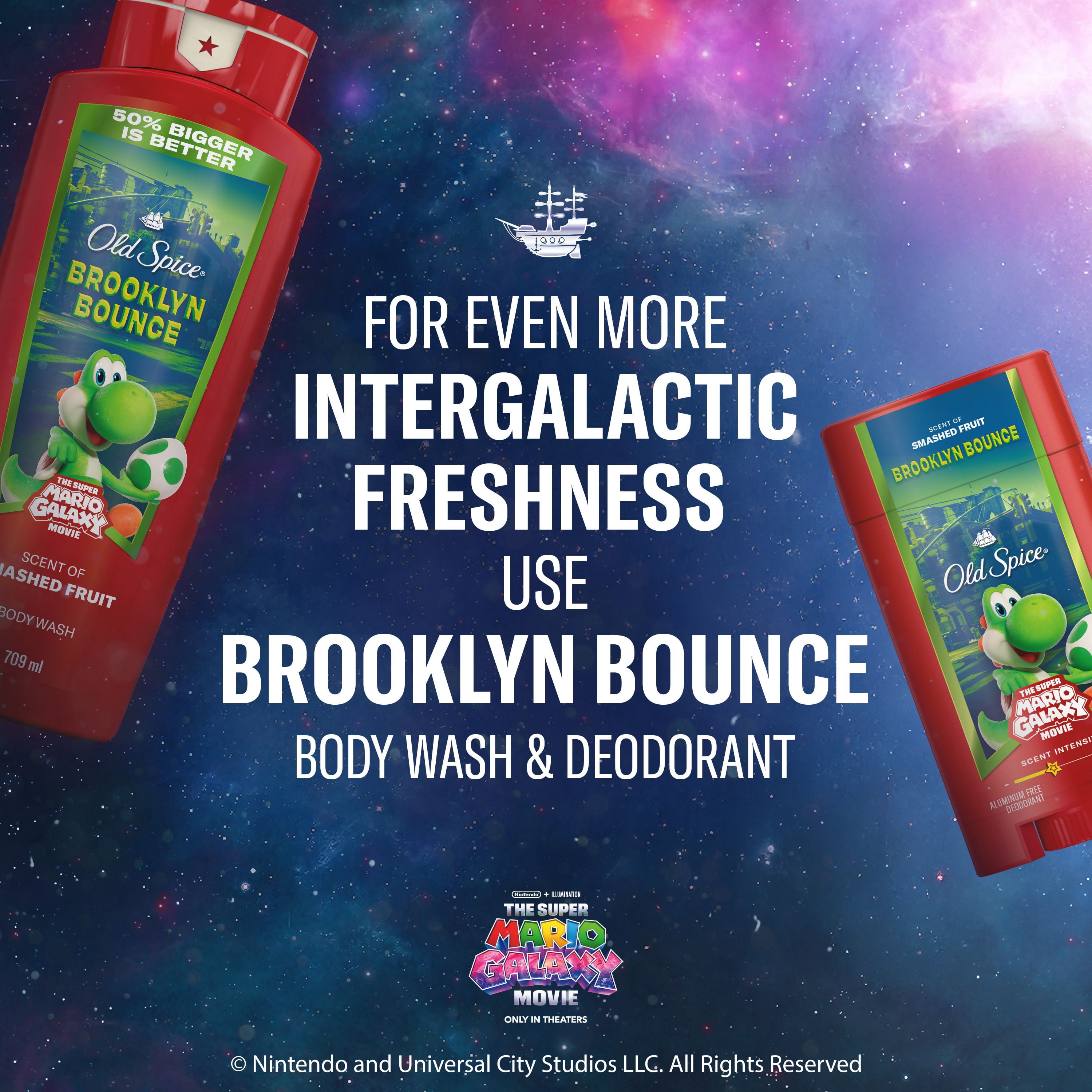 Old Spice Body Wash for Men, Brooklyn Bounce, Scent of Smashed Fruit, Old Spice x The Super Mario Galaxy Movie, 24/7 Shower Fresh