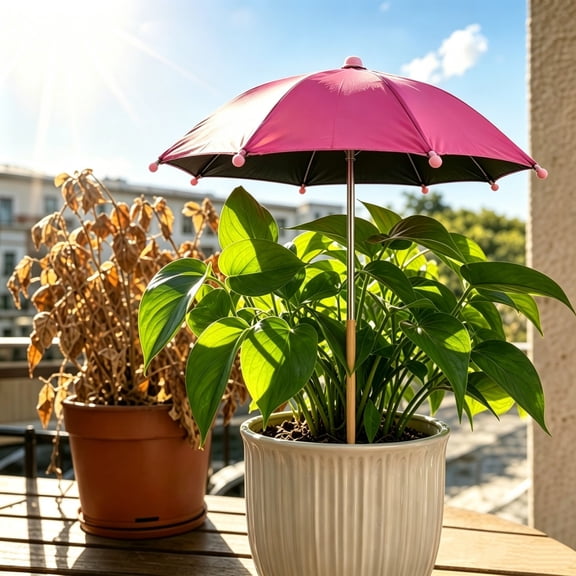 HomeKingdee Plant Sunshade Umbrella For Bonsai Potted Plants – Wooden Handle Garden Shade With Ground Stake