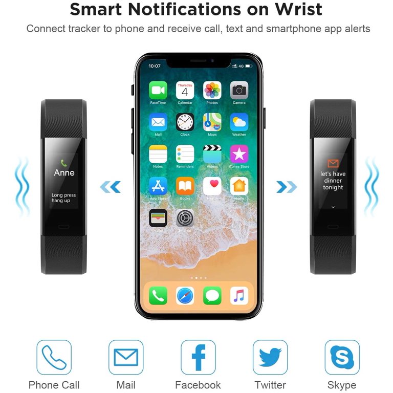 Letscom ID115Pro Black Fitness Tracker Walmart