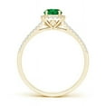 thumbnail image 2 of ANGARA Natural Twin Shank Emerald Halo Ring with Diamond Accents in 14K Yellow Gold for Women (Size-5mm) | May Birthstone, Birthday, Anniversary, Jewelry Gift for Women | Natural Emerald Ring, 2 of 8
