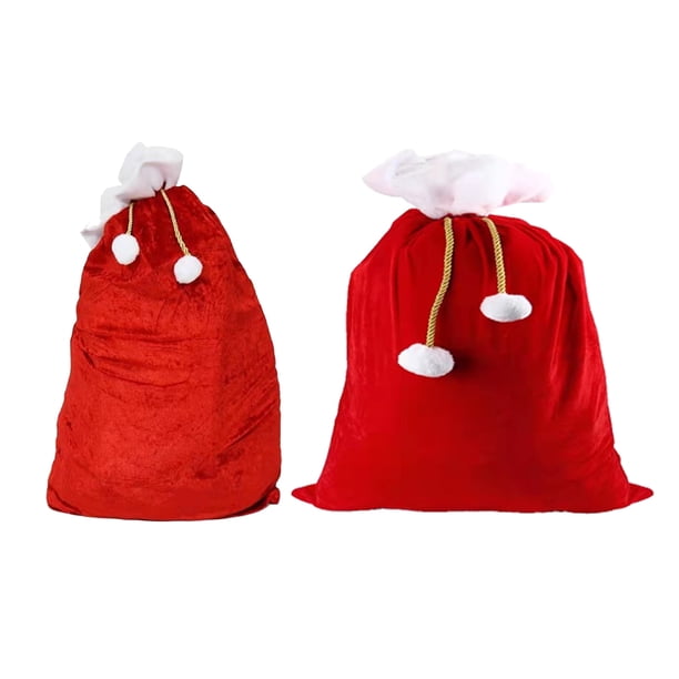 Xiao Hua Bolsa de Papá Noel de terciopelo rojo con cordón, bolsa de regalo de Papá Noel de tela para regalos de Navidad, juguetes, almacenamiento, 1 pieza