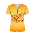 thumbnail image 4 of Rezuofi 2 Pcs Women Floral Print Henley Shirts Button Down V Neck Causal Tops Short Sleeve Tunic Blouses Dressy Ladies Outfits, 4 of 5