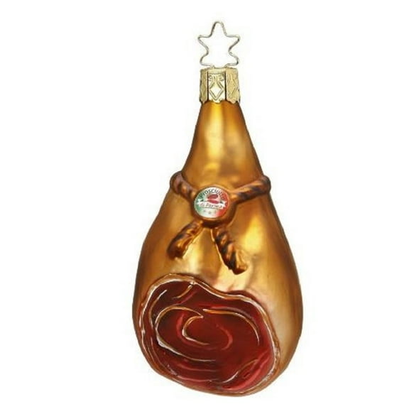 Inge Glas Christmas Ham Food German Glass Tree Ornament Decoration FREE BOX New