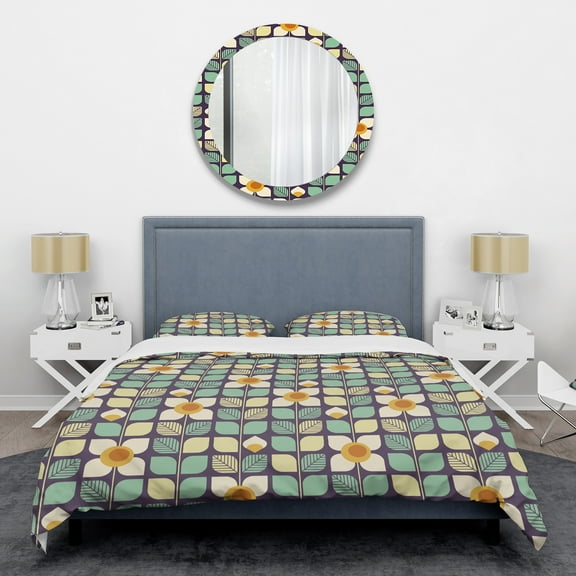 Designart 'Botanical Retro Design III' Mid-Century Modern Duvet Cover Set