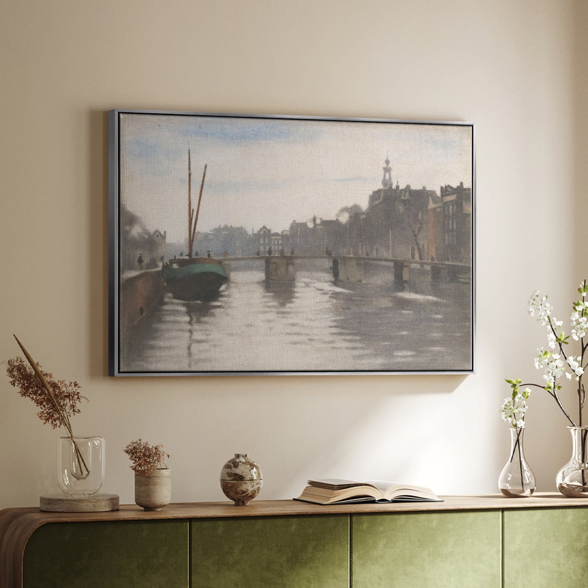 Vintage Landscape-CCCLVI By Wexford Home Framed in Silver Wood Gallery Wrapped Canvas 17 in. x 25 in.