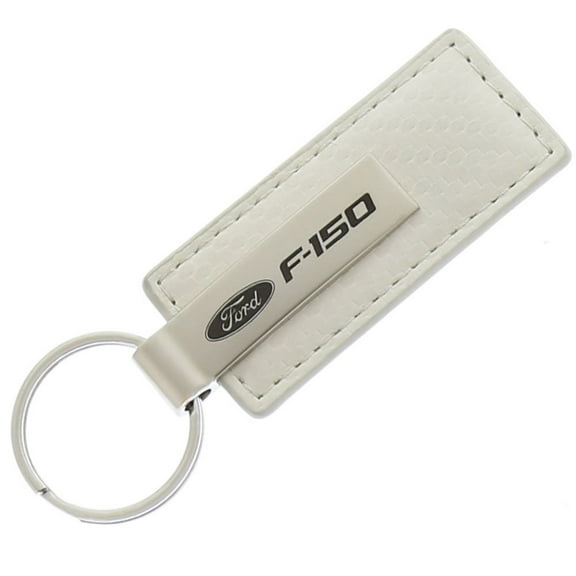 AutoGold Ford F-150 F150 White CF Carbon Fiber Leather Key Chain Ring Tag Fob Lanyard KC1557.F15