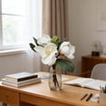 thumbnail image 4 of 11" Realistic Artificial Magnolia Silk Flowers No Wilt Bouquet for Home Wedding Decor,White, 4 of 5