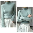 thumbnail image 4 of TRUBKH Women's Sweaters Turtleneck Sweater Long Lantern Sleeve Drop Shoulder Sweaters Slim Fit Lightweight Sweaters for Women Solid Tops Tunic Tops Blouse Seamless Knit Teacher Outfits Green 2XL, 4 of 4