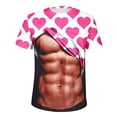 thumbnail image 4 of Penkiiy Valentine's Day Heart Print Men's Muscle Short Sleeve T-Shirt 3D Printing Casual Funny Top Novelty Pattern Short-Sleeved Shirt T-Shirt M Khaki, 4 of 5
