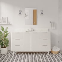 Utopia 60" Single Bathroom Vanity with White Cabinet and Engineered White Top