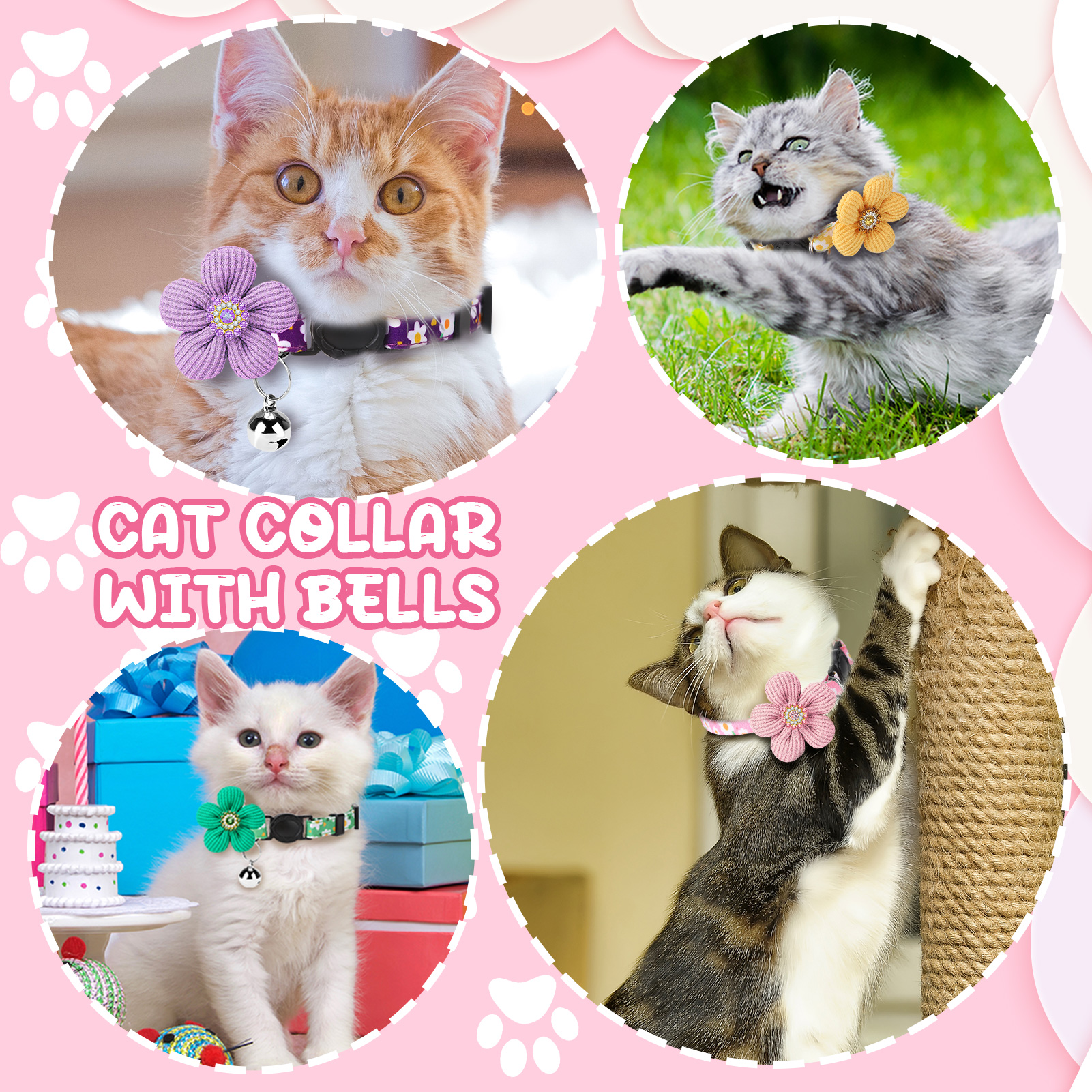 Shuaien Cute Cat Collar with Bells, 4-Pack Adjustable photo 7