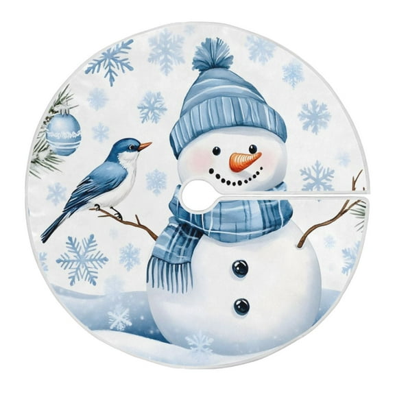 Ryvnso Christmas Tree Skirt Bird and Snowman Xmas Tree Skirts Ornament Home Decorations 35.4"