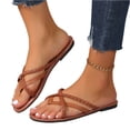 thumbnail image 3 of Wide Width Shoes for Women, Wide Width Sandals for Women, Barefoot Sandals Women, Women's Wide Width Flat Sandals, Flip Flop Casual Strapy Sandals Slip On Summer Beach Shoes for Women, Brown 5.5, 3 of 8