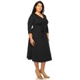thumbnail image 3 of Women's Plus Size Wrap Dress 3/4 Sleeve V Neck Waist Tie, 3 of 6