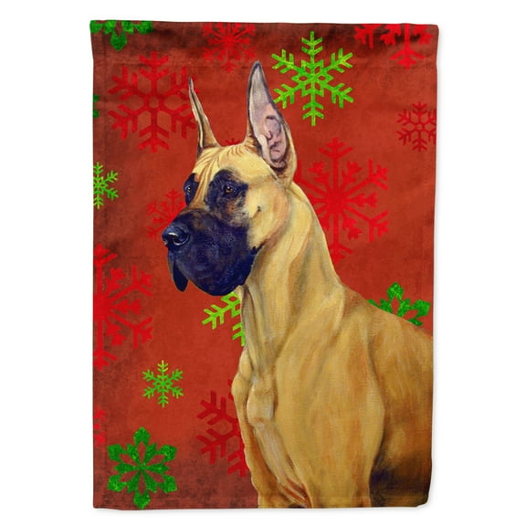 Carolines Treasures LH9310-FLAG-PARENT Great Dane Red and Green Snowflakes Holiday Christmas Flag  multicolor