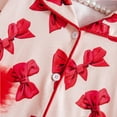 thumbnail image 7 of Rhoudy Girl Clothes 2-3 Years Long Sleeve Lapel Tops Valentine'S Day Bow Print Fuzzy Homewear Set Lapel Buttond Shirt Pants Durable Outfits Red, 7 of 7