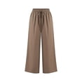 thumbnail image 7 of Maqroz Palazzo Pants for Women Dressy Plus Size Teacher Outfits Cotton Linen Summer Boho Wide Leg Drawsting High Waist Casual Lounge Pant 2026 Beach Travel Vacation Outfits Khaki XL, 7 of 7