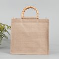 thumbnail image 4 of Bolsa De Compras De Yute Bolsa De Asa De Bambú Anticuada Bolsa De Regalo Natural Exquisita Para Compras De Yute Portátil Con Película Impermeable Para Tienda De Telas De Panadería Advancent HA026771-01, 4 of 5