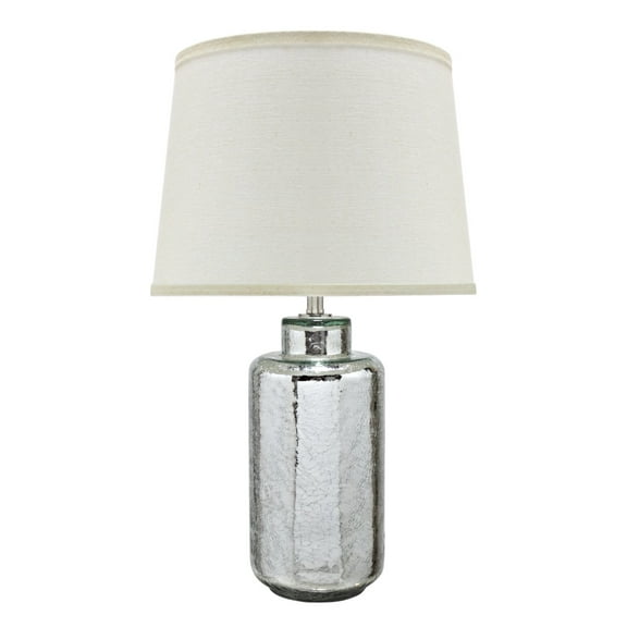 Aspen Creative 40110, 23" High Transitional Glass Table Lamp, Antique Crackle Mercury and Empire Shaped Lamp Shade in Off White, 14" Wide