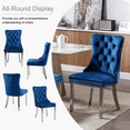 thumbnail image 5 of Contemporary Button Tufted Dining Chairs, High-end Velvet Upholstered Dining Chairs with Nailhead Back and Ring Pull Trim, Wood Dining Chairs for Living Room (Blue03 with Steel Leg,Set of 6), 5 of 8