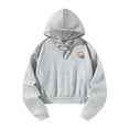 thumbnail image 4 of Sudadera con capucha recortada, estampado de colores ligero, gris de moda para mujer SG, 4 of 8