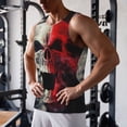 thumbnail image 5 of Pofeuu Red And White Screaming Demon Skull Print Men's Workout Tank Tops Sleeveless Muscle Gym Shirt Quick Dry-Small, 5 of 7