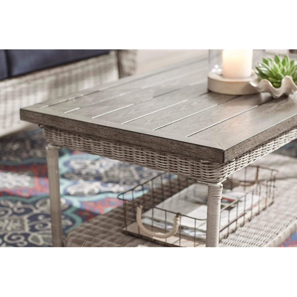 Beacon Park Gray Wicker Outdoor Patio Coffee Table