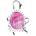thumbnail image 1 of Be Happy Apron, Its a Day to Be Happy Phrase on Watercolor Spot with Splatters, Unisex Kitchen Bib with Adjustable Neck for Cooking Gardening, Adult Size, Fuchsia Grey and White, by Ambesonne, 1 of 4