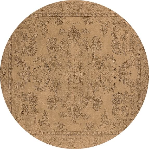 Ahgly Company Indoor Round Oriental Brown Industrial Area Rugs, 6' Round