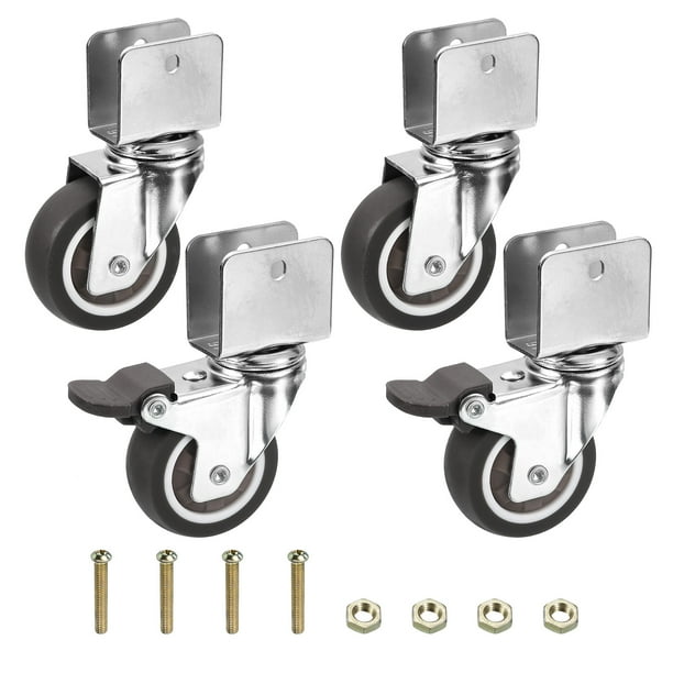 Ruedas giratorias Uxcell de 2" con soporte en U de 5/8", paquete de 4, ruedas giratorias silenciosas con carga total de 165 lbs para muebles